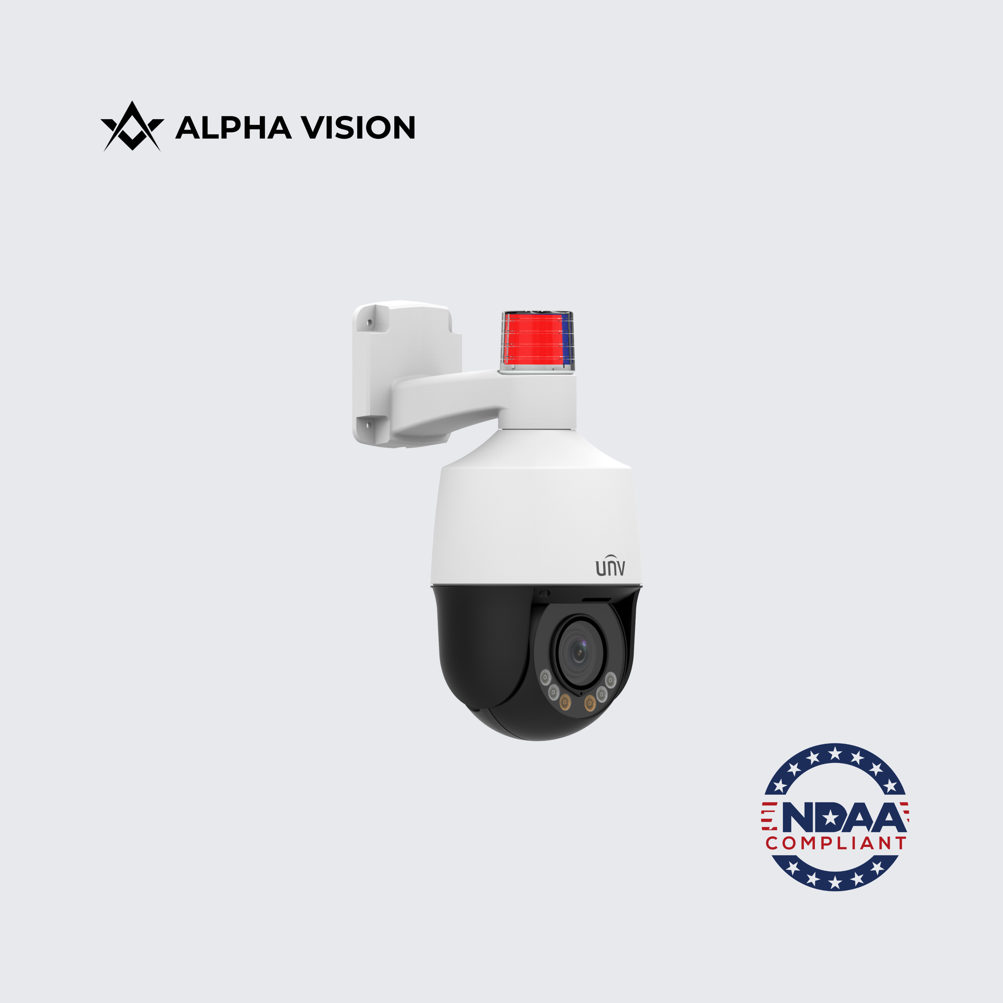 IPC675LFW-AX4DUPKC-VG | Uniview Triguard 5MP 2.8–12mm Motorized Varifocal LightHunter Active Deterrence Mini PTZ Network Camera
